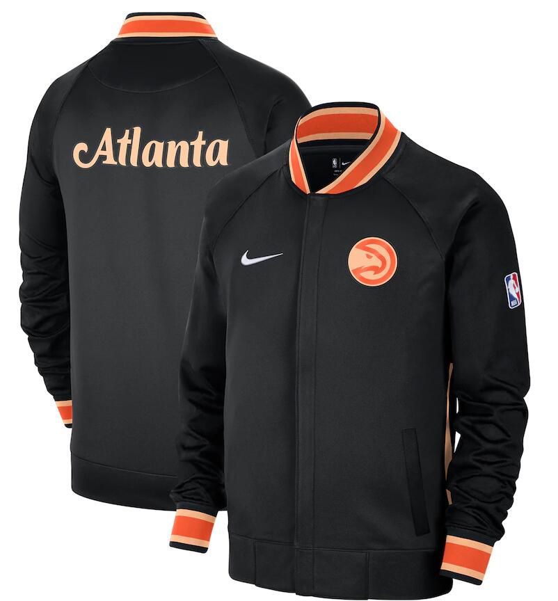 Men Atlanta Hawks Black Nike City Edition Full Zip Jacket 2023 NBA Jersey